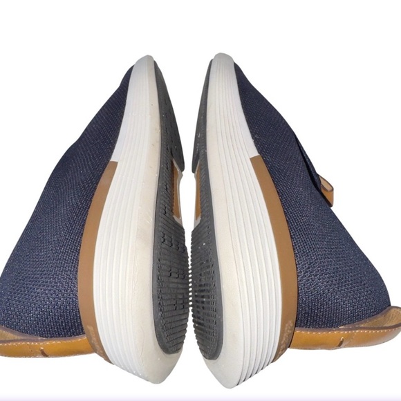 Wolf & Shepard Swift Knit Loafer Navy Sz 13 Slip-On Tan Leather Comfort Preppy